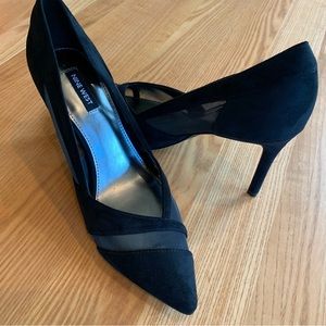 Nine West High Heel Black Suede and Mesh Shoes size 9